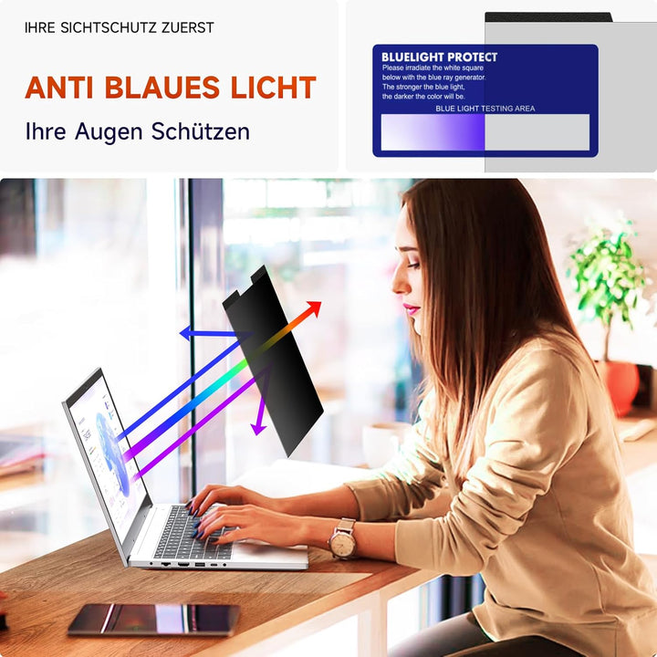 Magnetischer sichtschutz für 14 Zoll Laptop 16:9, Abnehmbarer Sichtschutzfolie, Anti Blaulicht Blend