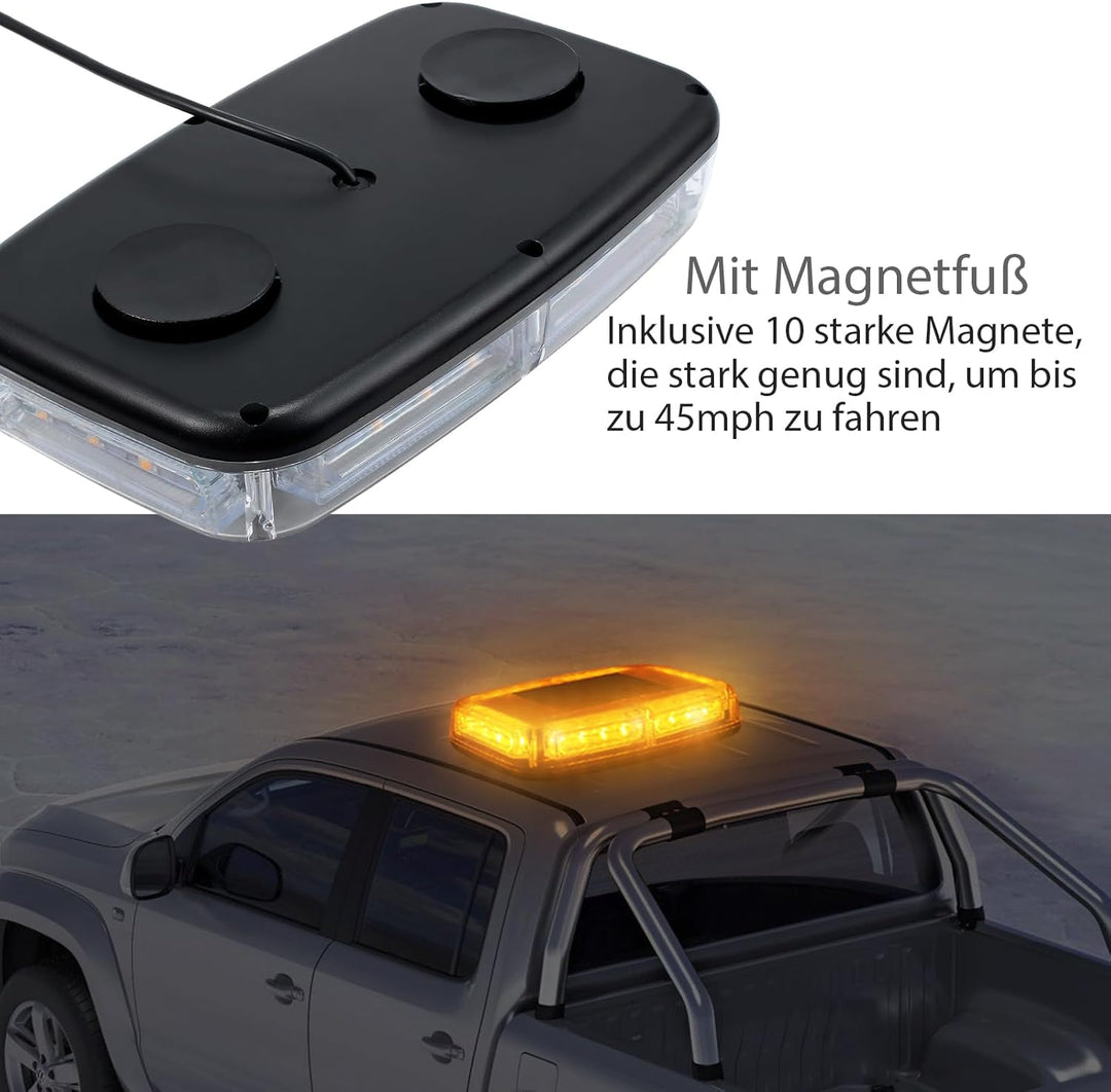 PROZOR Auto Rundumleuchte 24 LED 12V/ 24V Wasserdicht Warnleuchte mit Doppelschalter 5m Zigarettenan
