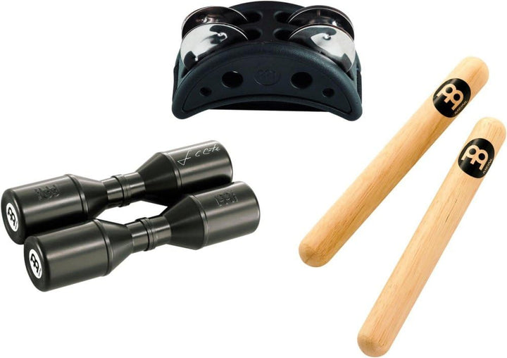 Meinl Percussion PP-1 3-teilig Starter Pack inkl. kompakte CFJS2S-BK Fusstambourine, SH4BK Luis Cont