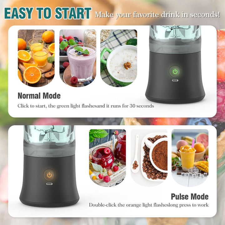 Tragbarer Mixer 600ml Smoothie Maker to Go, Tragbarer Entsafter mit 6 Klinge und USB Wiederaufladbar