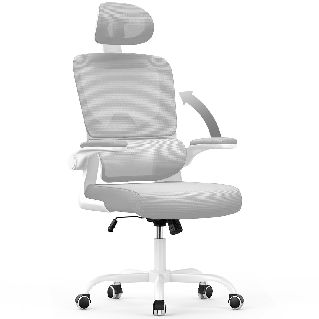 naspaluro Bürostuhl, Ergonomischer Bürostuhl mit Verstellbarer Kopfstütze, Armlehnen, Dynamischer Lo
