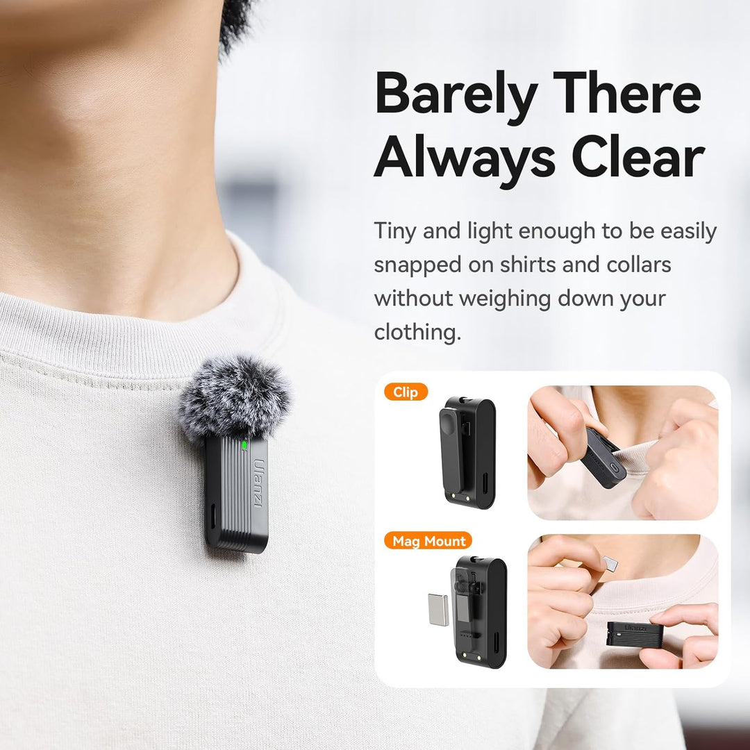 ULANZI A100 Lavalier Mikrofon für iPhone Android Kamera, USB C Mikrofon, 13.5H Akkulaufzeit, Mikrofo
