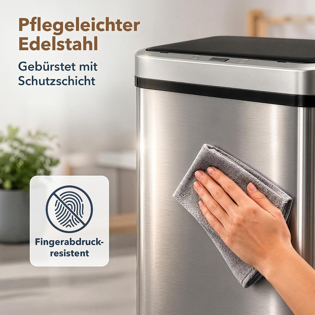 ledscom.de SORTA Sensor Mülleimer 50L, Edelstahl Abfalleimer 1 Stück (1er Pack), 1 Stück (1er Pack)