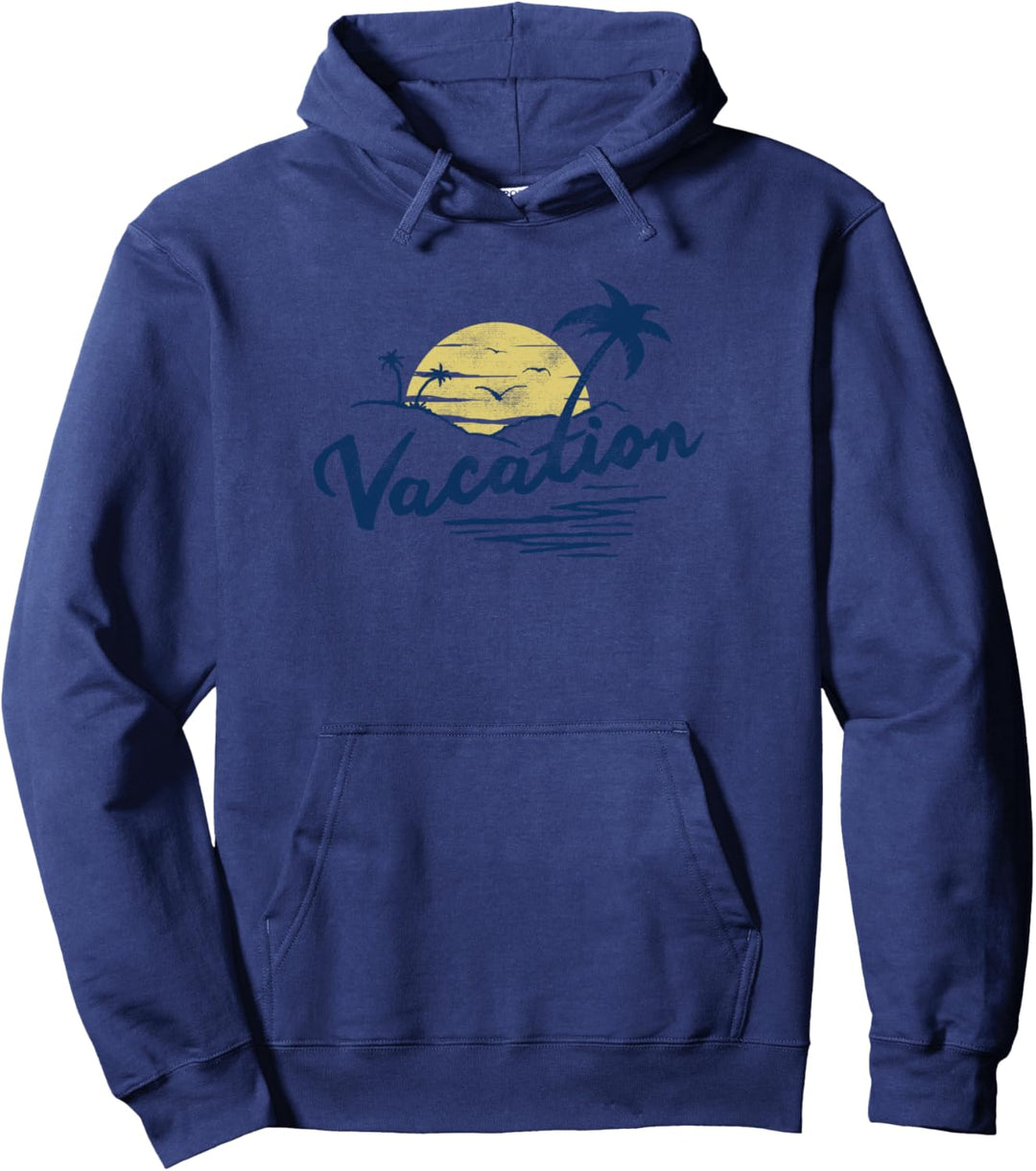 Vacation On The Beach Palm Tree Sunset Pullover Hoodie