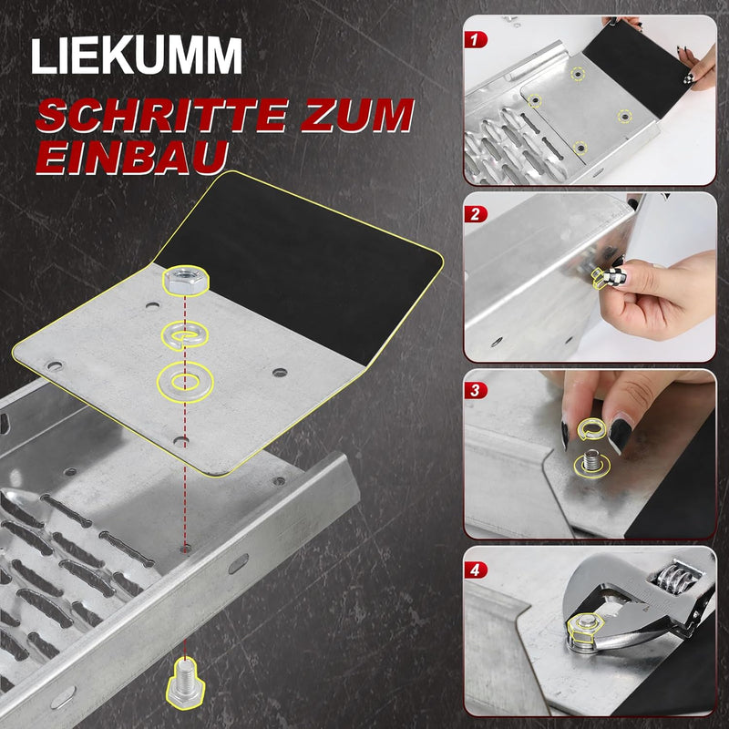 LIEKUMM 2X Auffahrrampe 440kg klappbar Laderampe, Stahl Verladerampe Laderampen für Anhänger Motorra