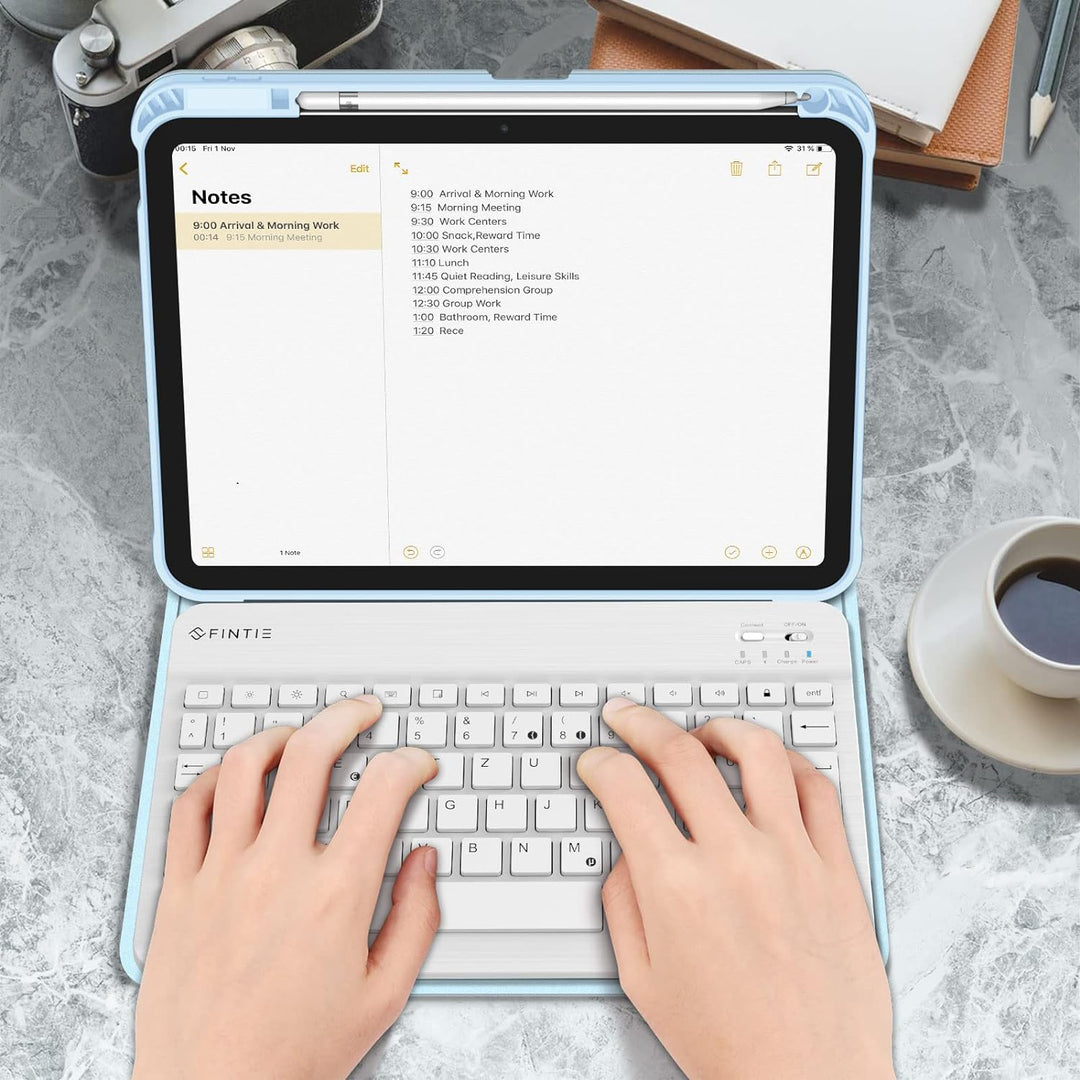 Fintie Tastatur Hülle für iPad 10. Generation 2022 (10.9 Zoll), Schutzhülle mit TPU Rückschale, Penc