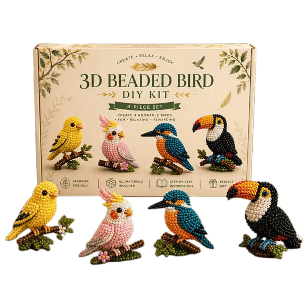 Hamosky 3D-Perlen-Vogel-Bastelset, handgefertigtes 3D-Perlen-Kunst-Bastelset, DIY-Tiere, Perlenstick