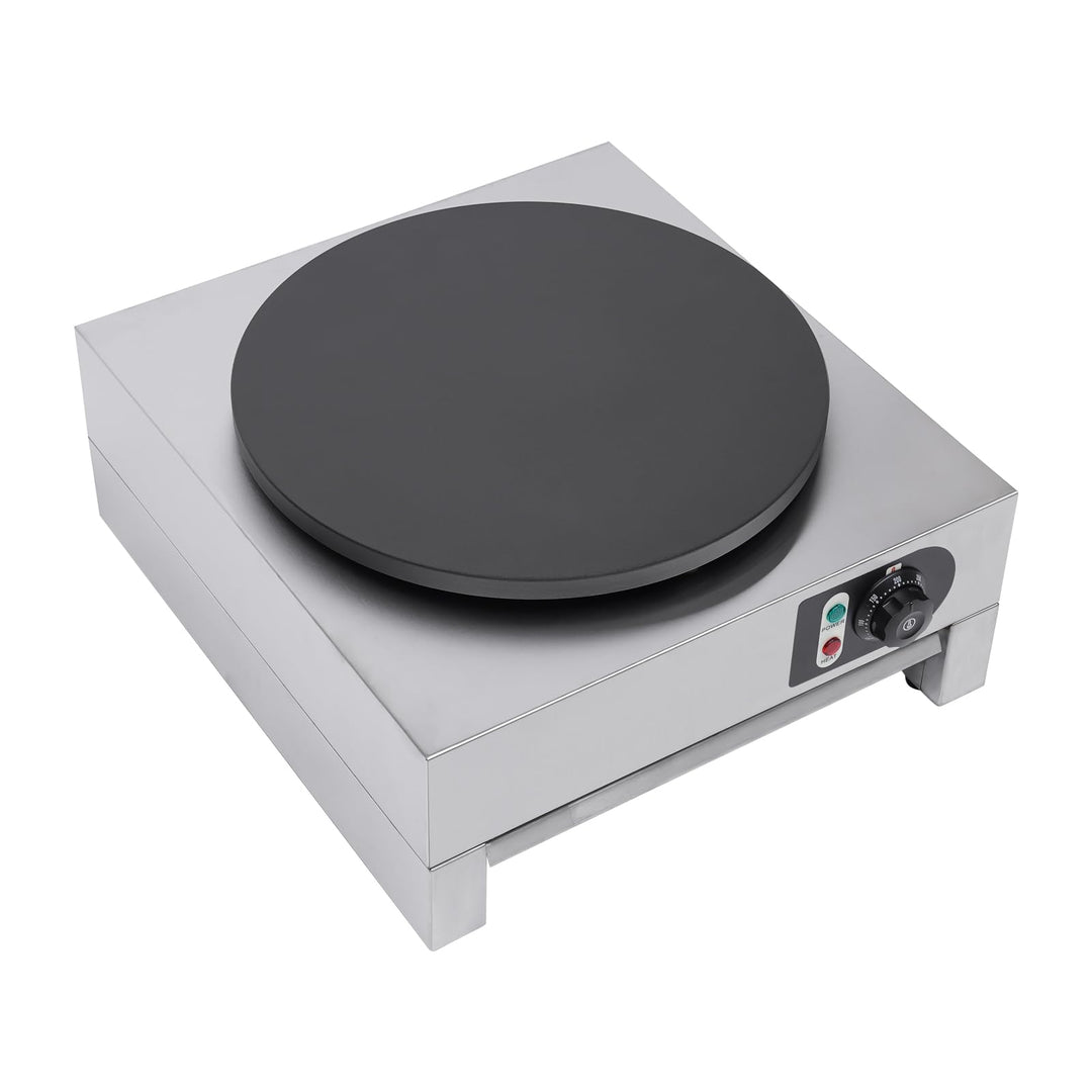 Crepes Maker, 3000W Professional Crepesgerät mit Holzverteiler, Elektro Crepeseisen aus Edelstahl mi