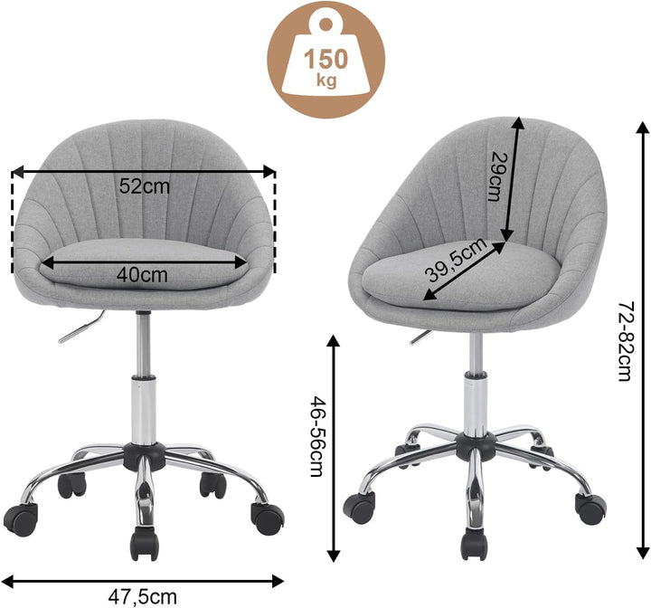 WOLTU Homeoffice Stuhl, Bürostuhl ergonomisch, Schminkstuhl drehbar, Drehstuhl mit Rollen, Schreibti