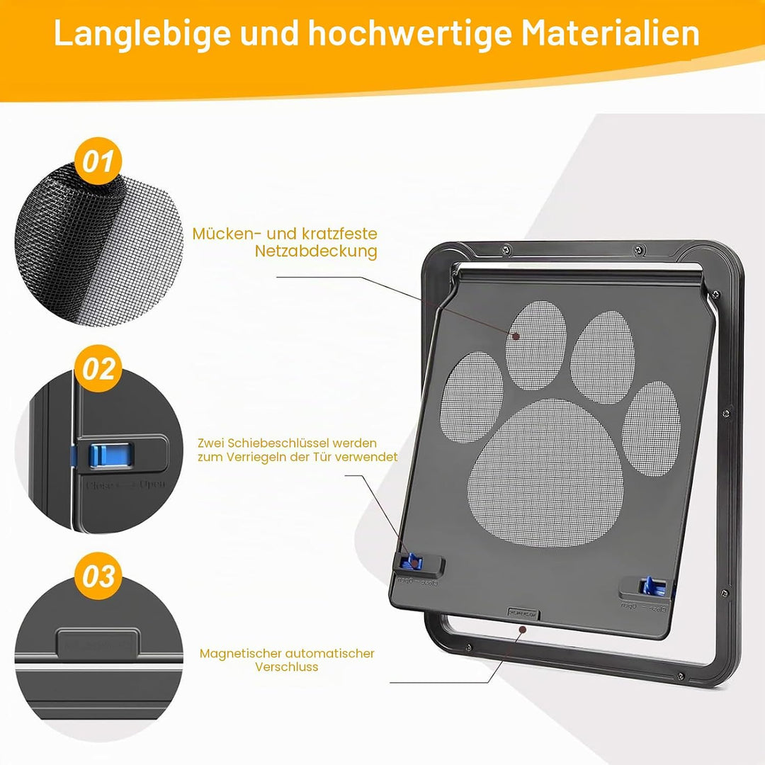Hundeklappe Hundetür, Katzenklappe Aussentür mit Magnet, Katzentür Gross für Fenster, Einfache Insta