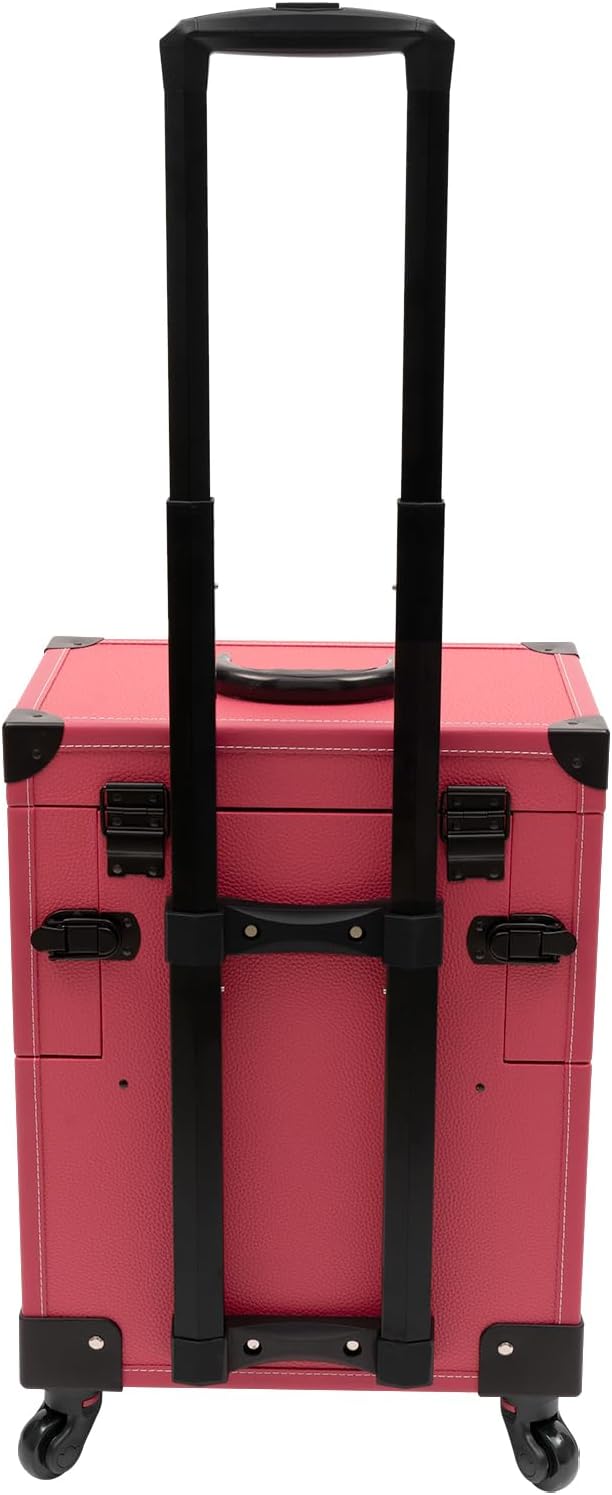Rolling Kosmetikkoffer Trolley Profi Schminkkoffer Kosmetik-Trolley mit Spiegel, Make up Koffer Kosm