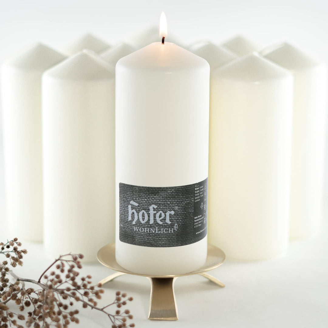 HOFER STUMPENKERZEN 68 x 170 mm – elfenbein, creme, champagner | besonders lange Brenndauer ca. 67 S