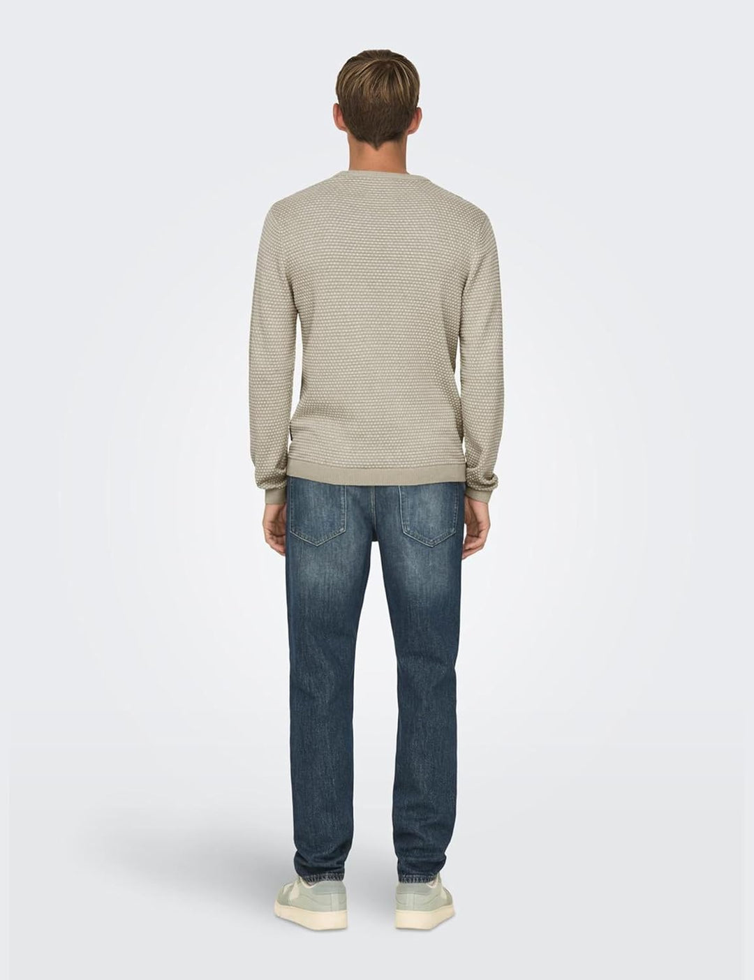 Only & Sons Herren Strickpullover S Silver Lining/Pattern:oatmeal Mel Dots, S Silver Lining/Pattern: