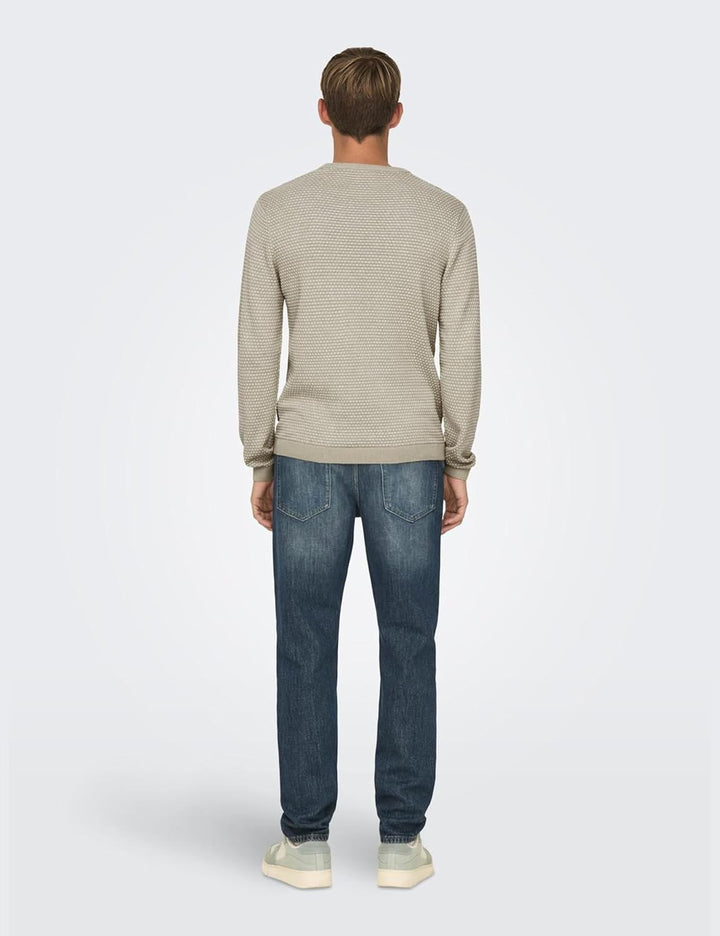 Only & Sons Herren Strickpullover S Silver Lining/Pattern:oatmeal Mel Dots, S Silver Lining/Pattern: