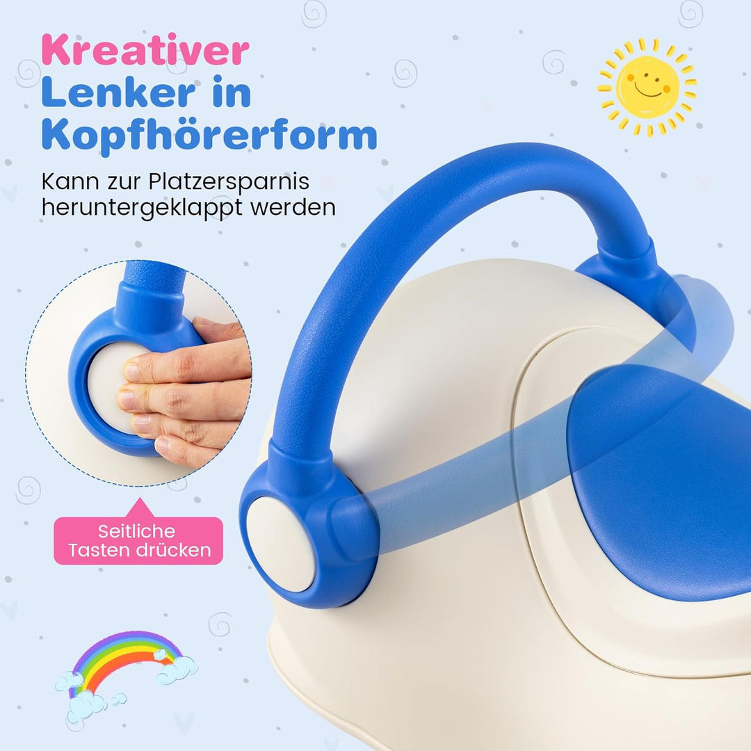 COSTWAY Schaukelpferd, Kinderwippe mit Rollen & verstecktem Stauraum, Schaukeltier mit Abnehmbarer B