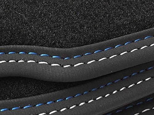Fussmatten passend für Golf 5 6 Premium Velours Qualität Automatten 4-teilig Doppelnaht blau/weiss