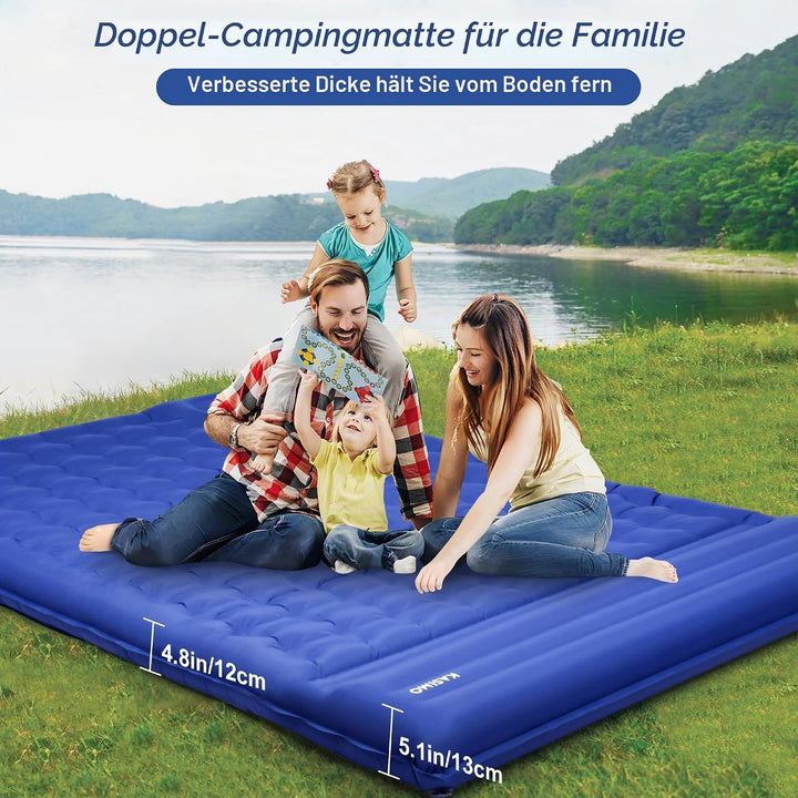 KASIMO Isomatte 12CM Luftmatratze Camping mit integrierten kopfkissen, Aufblasbare Matratze mit Fuss