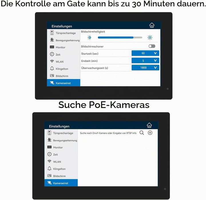 Video-Türsprechanlage mit 7-Zoll-Touchmonitor – NUR kompatibel mit den 1080p-Video-Türklingelkameras