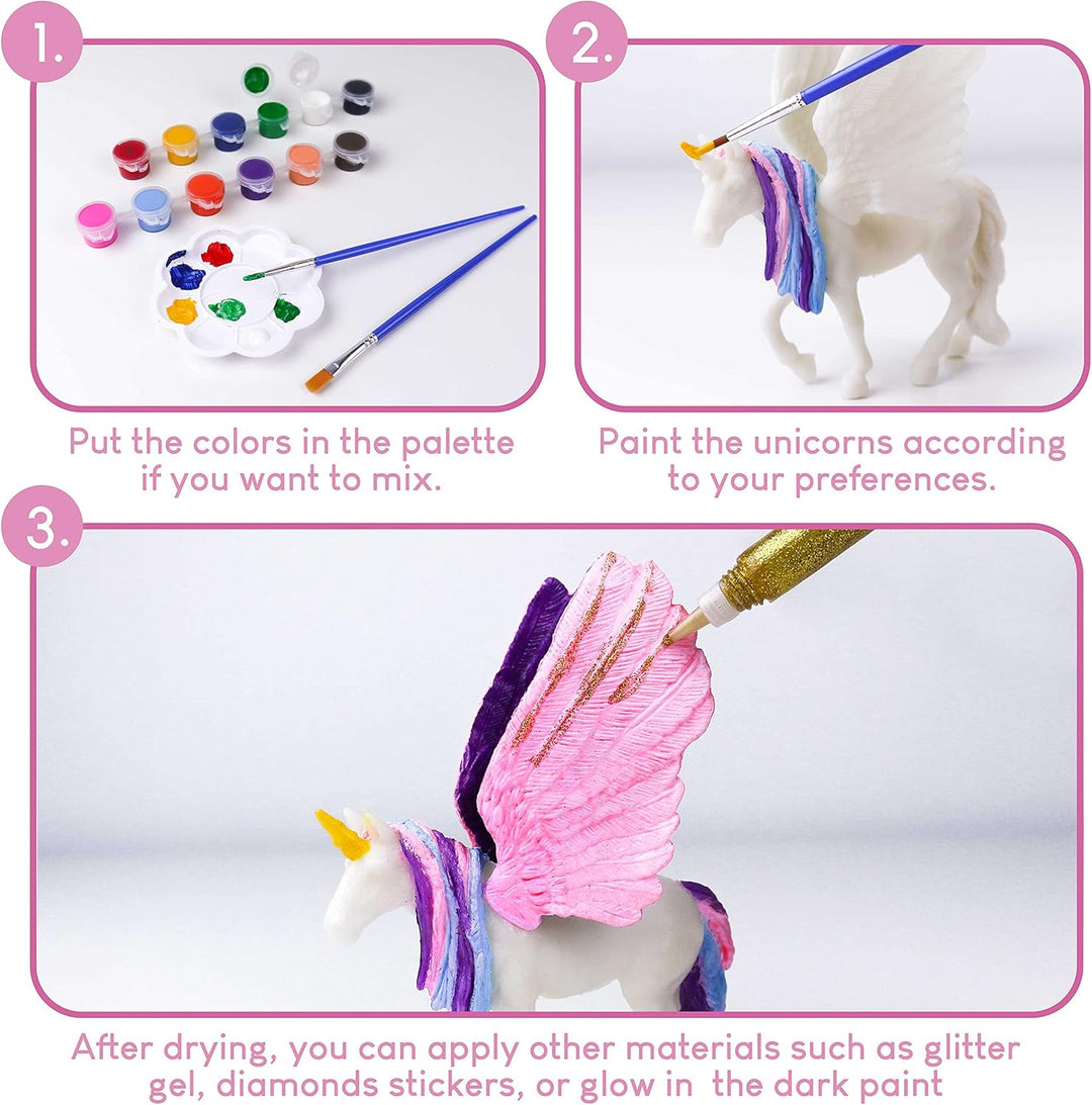 BONNYCO Einhorn Geschenk für Mädchen Malset 18, Bastelset Kinder mit Dunkeln Leuchtender Farbe. Mädc
