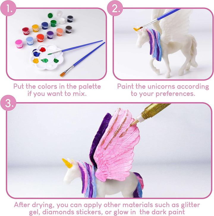 BONNYCO Einhorn Geschenk für Mädchen Malset 18, Bastelset Kinder mit Dunkeln Leuchtender Farbe. Mädc