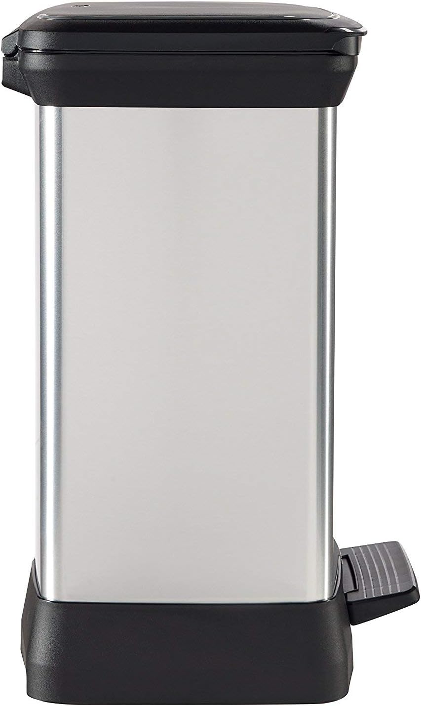 Curver Deco Bin Abfalleimer, Kunststoff, schwarz/Silber metallic, 30 L Schwarz / Silber Metallic 30