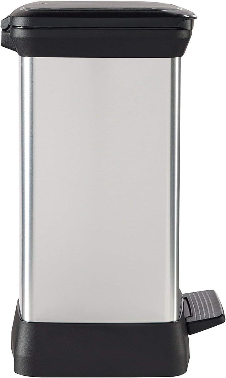 Curver Deco Bin Abfalleimer, Kunststoff, schwarz/Silber metallic, 30 L Schwarz / Silber Metallic 30