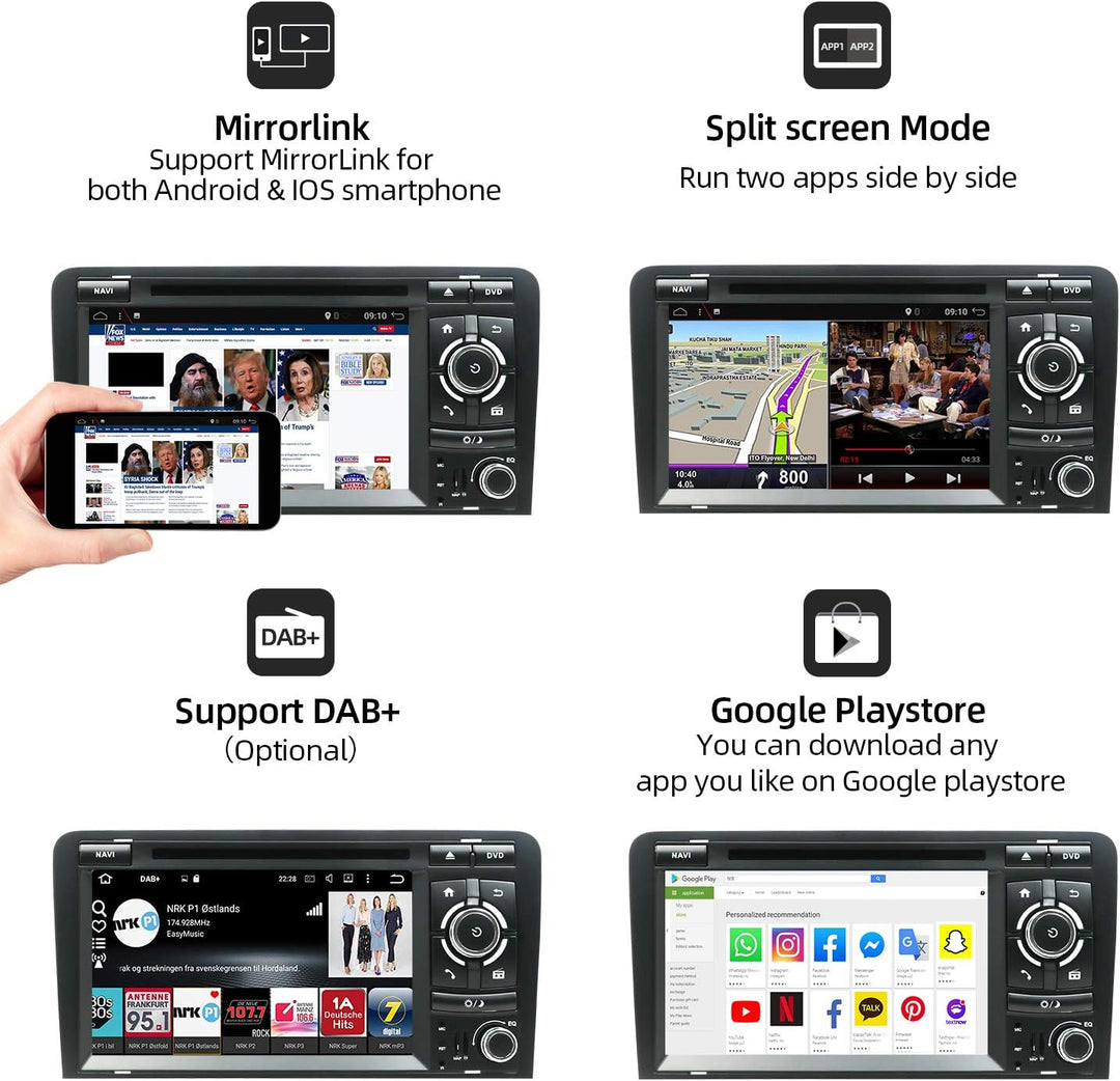 JOYX Android 10 Autoradio Passt für A3 2003-2011 In Dash Navigation | Rückfahrkamera Canbus Exteral