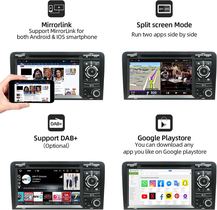 JOYX Android 10 Autoradio Passt für A3 2003-2011 In Dash Navigation | Rückfahrkamera Canbus Exteral