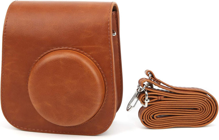 Sofortige Kameratasche, PU Vintage Kamera Umhängetasche Abnehmbare braune Sling Shell Tasche für die