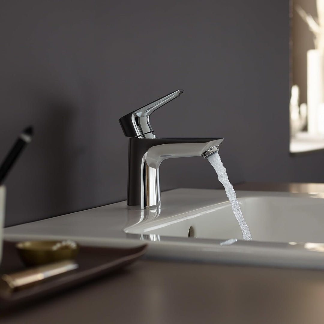 hansgrohe Wasserhahn Talis E (Armatur mit Auslauf Höhe 80mm und Push-Open Ablaufgarnitur) Chrom Chro