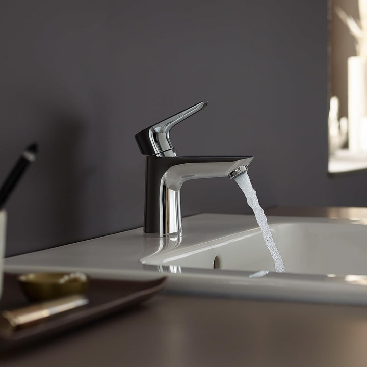 hansgrohe Wasserhahn Talis E (Armatur mit Auslauf Höhe 80mm und Push-Open Ablaufgarnitur) Chrom Chro