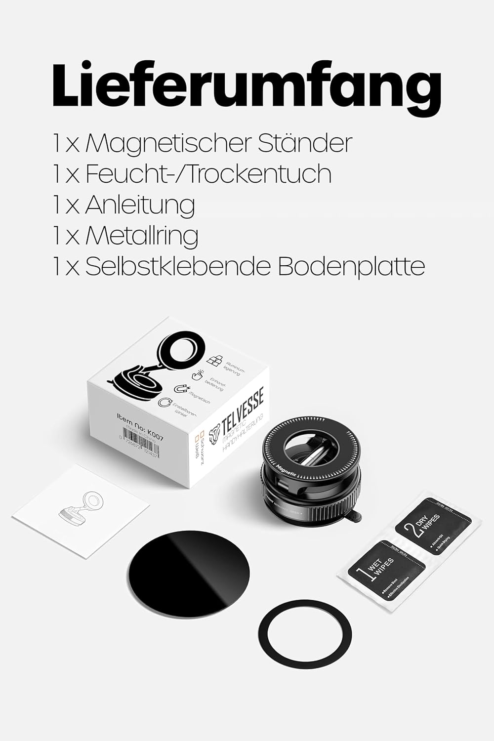 Telvesse 2026 Vakuum-Magnet Handyhalterung mit starker Saugkraft, klappbar & 360° verstellbar – Magn