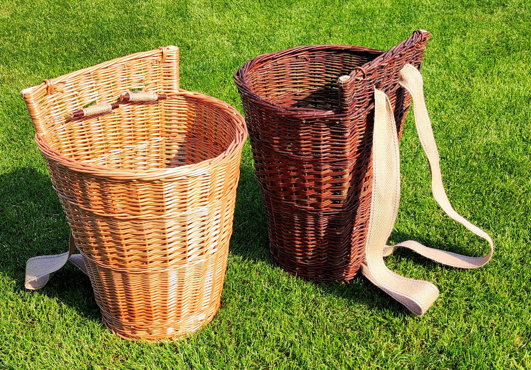 Rückentragekorb aus Weide – Handgeflochten & ergonomisch – Natur oder lackiert – 60x44x37cm – Jutegu