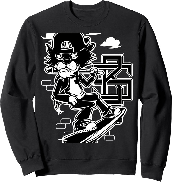 Tough Katze Skater Fantasy Monster Kunst Retro Sweatshirt