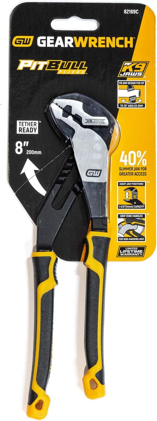 GEARWRENCH 82169C Pitbull K9 Zange, gerade, 20,3 cm, Doppelmaterial 8" T- und G-Zange mit gerader Ba