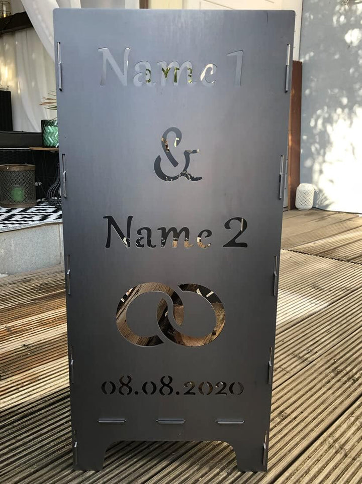EXTRAVAGANT® Feuertonne Hochzeit Hochzeitsgeschenk PERSONALISIERT Namen Brautpaar Geschenk individue