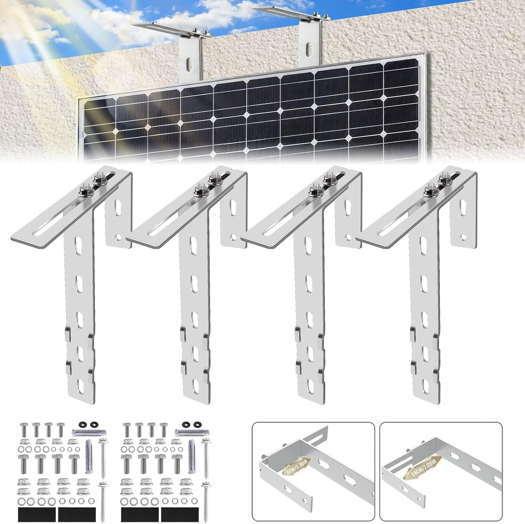 SZ-KARIDGE 4PCS Einstellbar Solarpanel Halterung Haken Balkon Behozel Balkonhaken Solarpanel Halteru