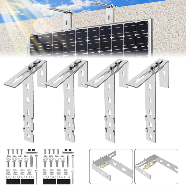 SZ-KARIDGE 4PCS Einstellbar Solarpanel Halterung Haken Balkon Behozel Balkonhaken Solarpanel Halteru