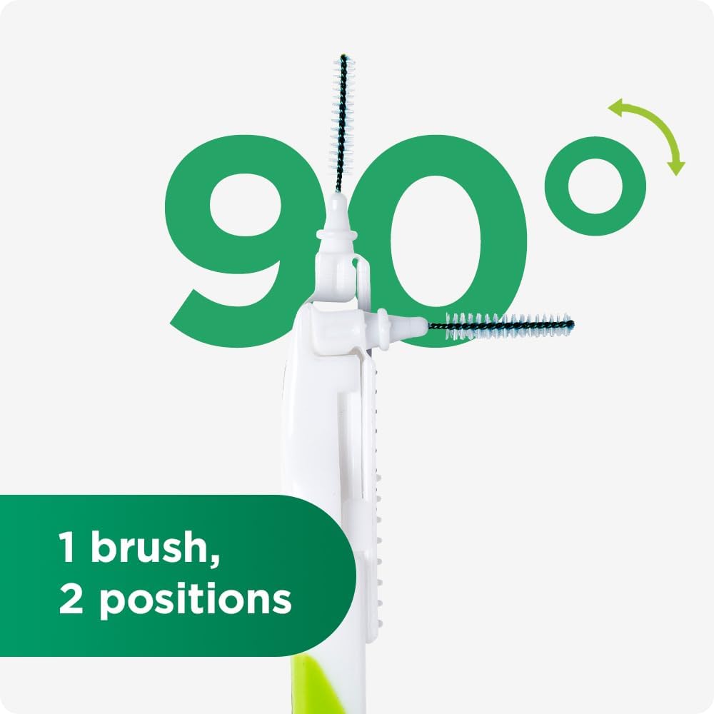 GUM BI-Direction Interdentalbürsten mit zwei Positionen, antibakterielle Borsten, 90-Grad-Positionie