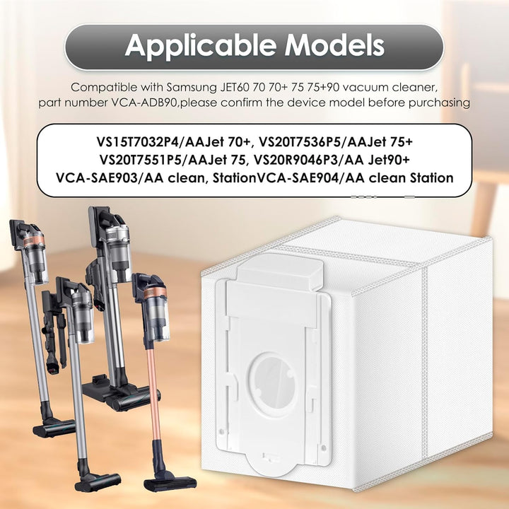 (15 Stück) VCA-ADB90 Ersatzstaubbeutel, kompatibel mit Samsung Vca-SAE/903–904/AA Jet70+ 75+ Jet90 S
