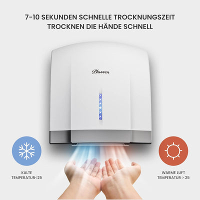PLUSSEN Händetrockner 10 Sekunden Trocknen Energiesparend Kommerziell Elektrischer Händetrockner Aut