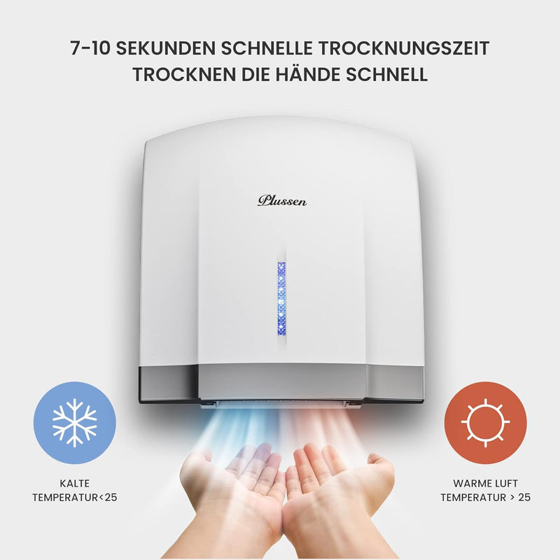 PLUSSEN Händetrockner 10 Sekunden Trocknen Energiesparend Kommerziell Elektrischer Händetrockner Aut
