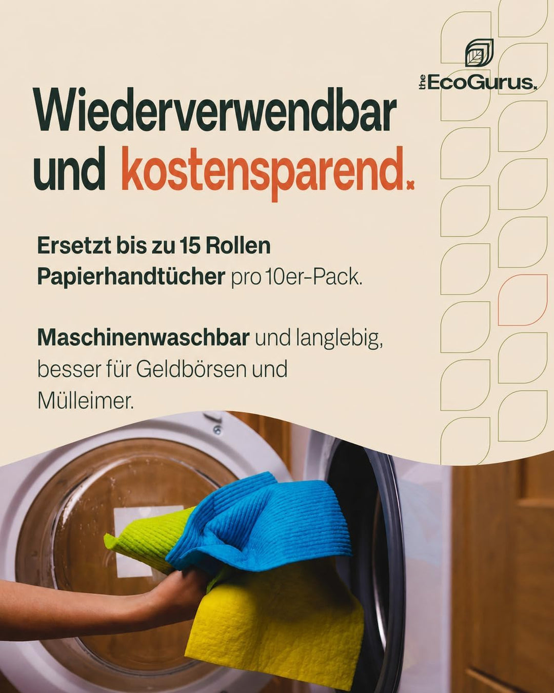 10er-Pack geruchsneutrale, Wiederverwendbare schwedische Spültücher, hergestellt in Schweden, biolog