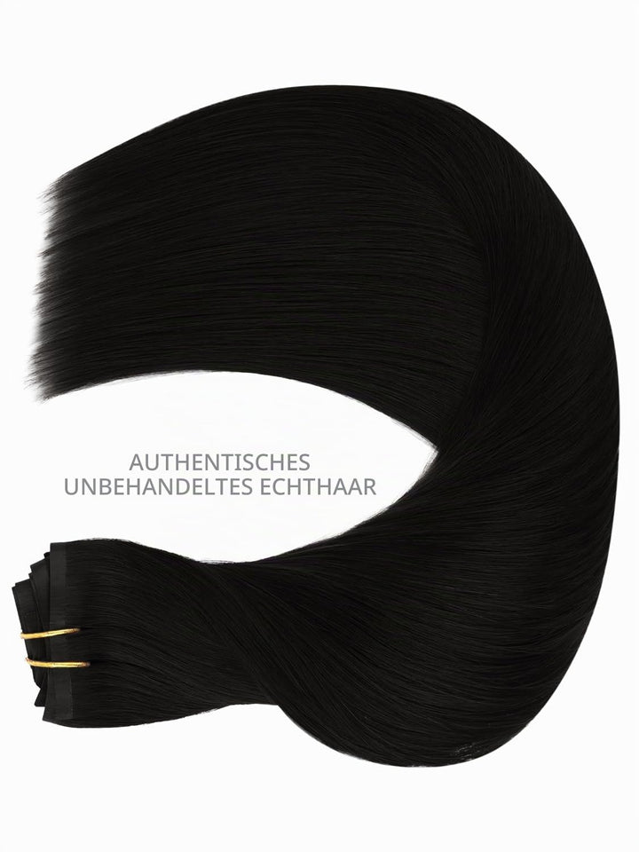 Nahtlose Clip In Extensions Echthaar, 50cm 7pcs 150g Tief Schwarz Echthaar Extensions Clip Remy Natü