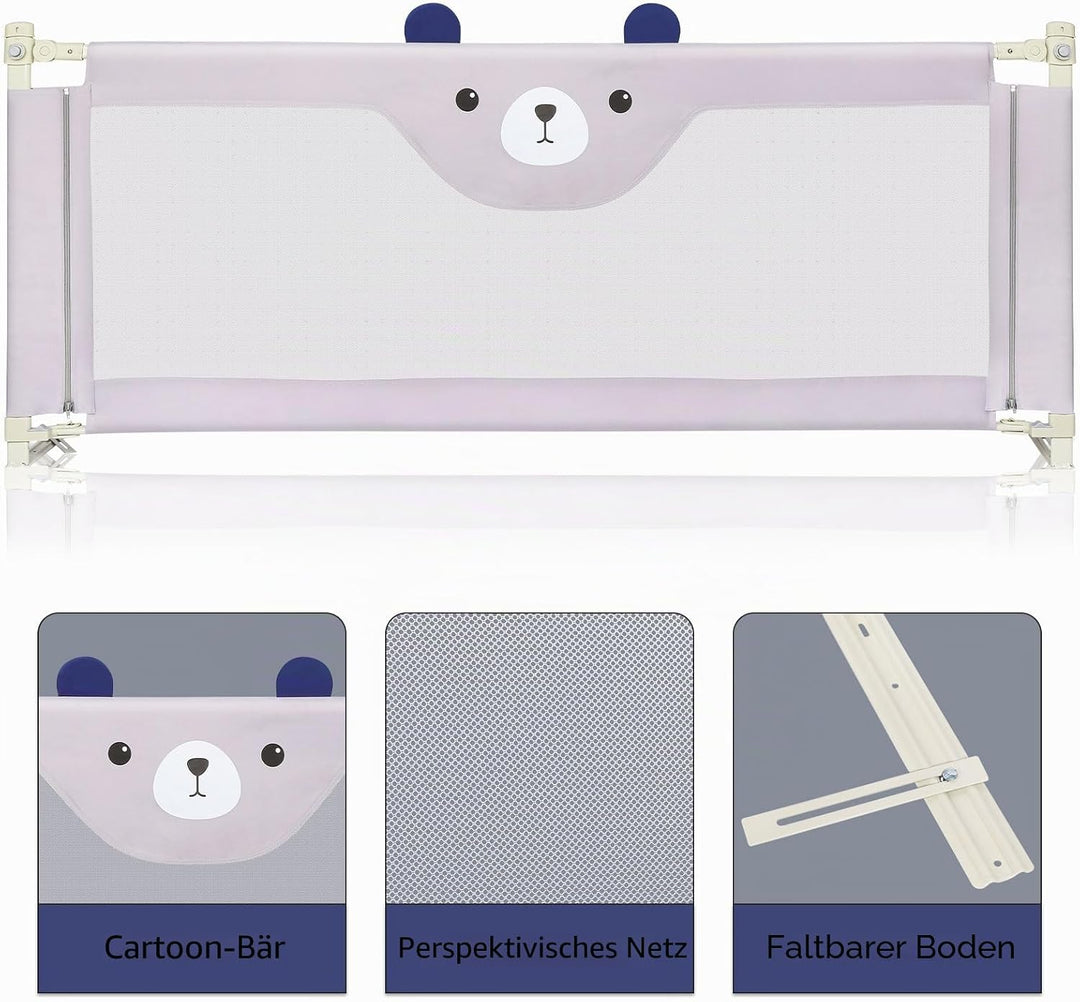 OHMG Bettgeländer,Sicherheitsgitter für Kinder,Sicherheitsgitter für Bett,höhenverstellbar,tragbar,B