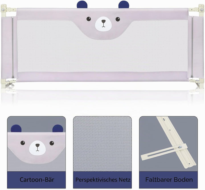 OHMG Bettgeländer,Sicherheitsgitter für Kinder,Sicherheitsgitter für Bett,höhenverstellbar,tragbar,B