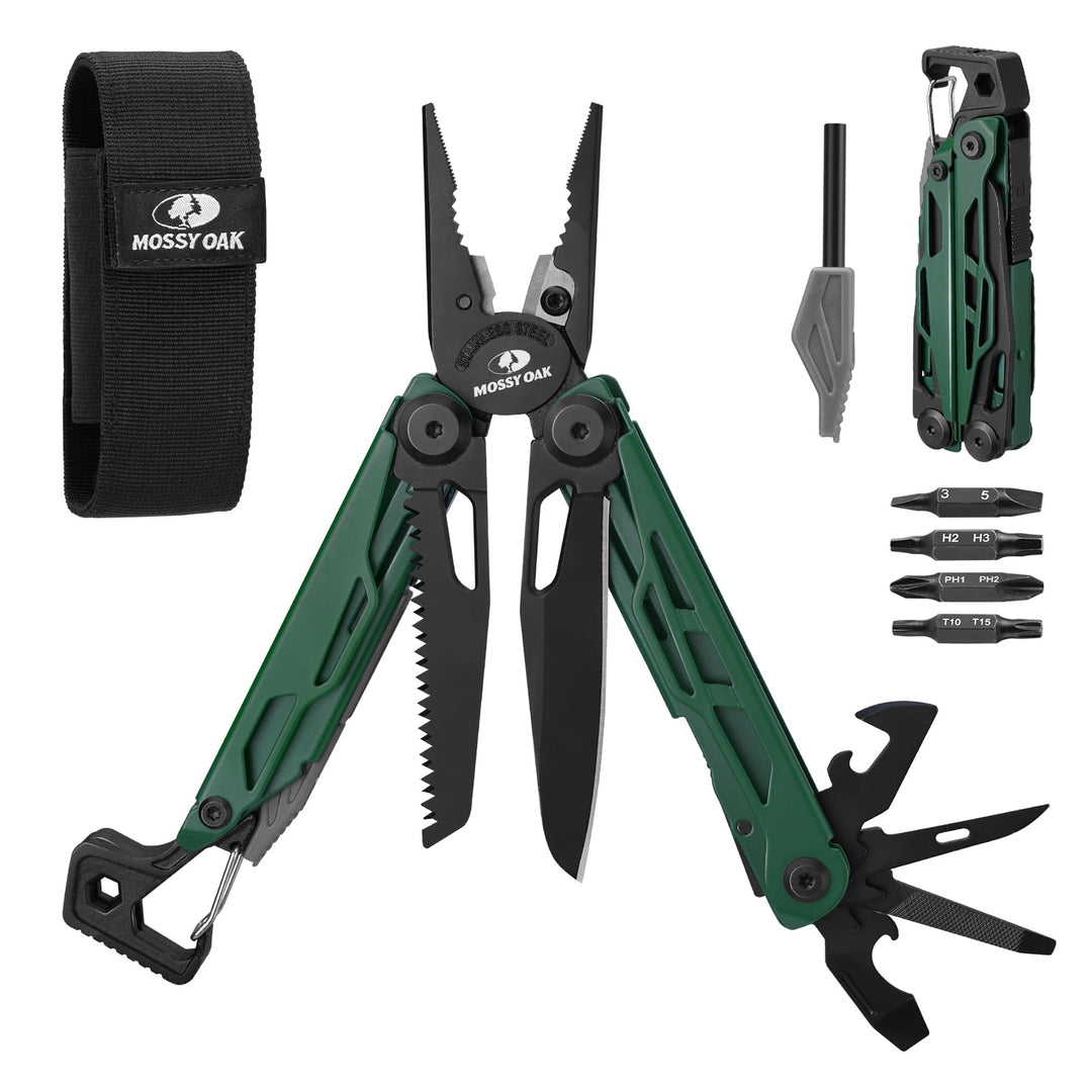 Mossy Oak Multifunktionszange, 27-in-1 Multitool Werkzeug, Faltbares Edelstahl Multifunktionswerkzeu
