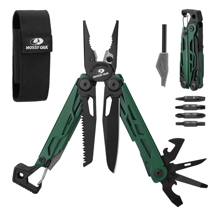 Mossy Oak Multifunktionszange, 27-in-1 Multitool Werkzeug, Faltbares Edelstahl Multifunktionswerkzeu