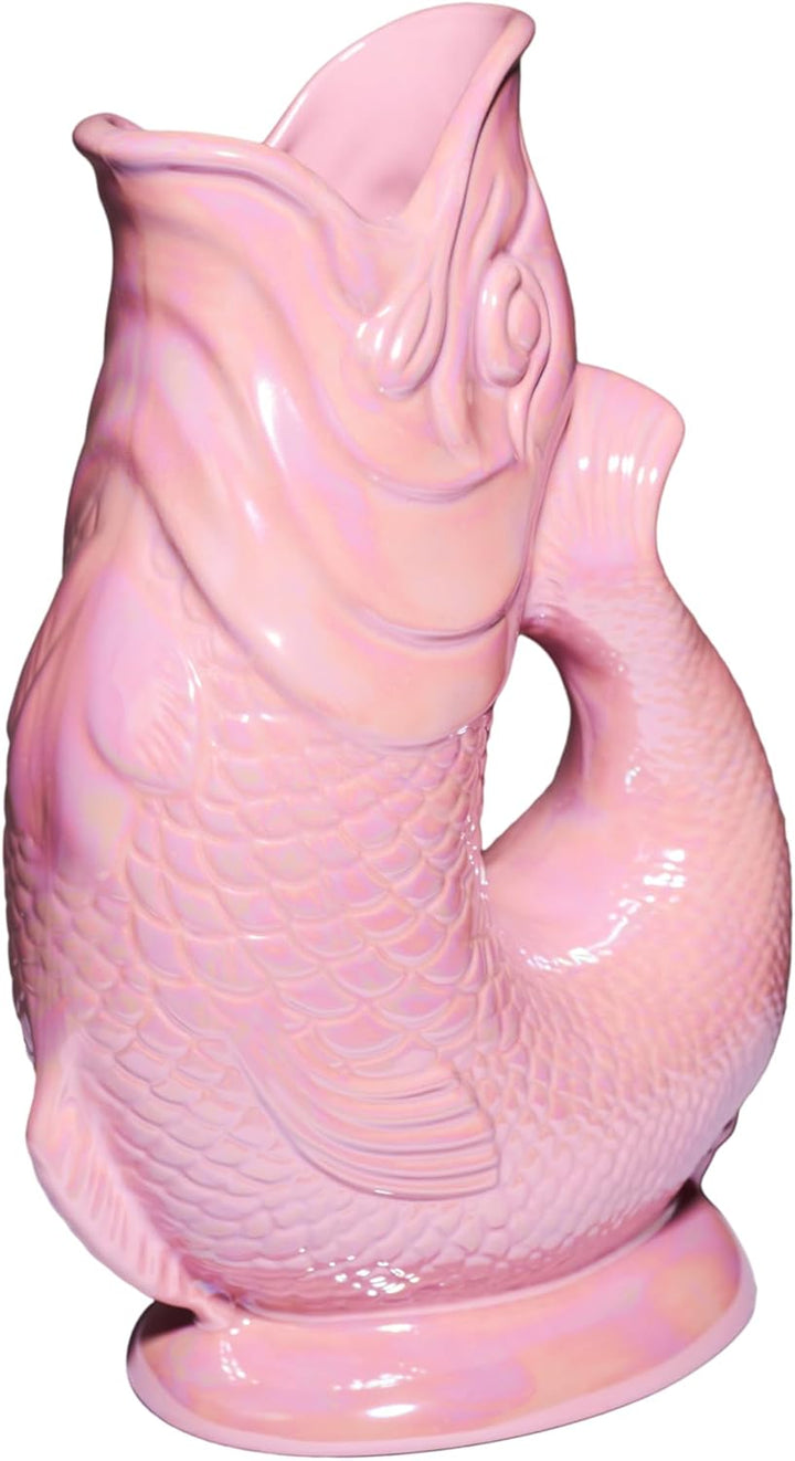 Karaffe XL Babyrosa schimmernd – 1,2 l – Original Gluggle Jug aus England – Wasserkrug mit Glucker-G