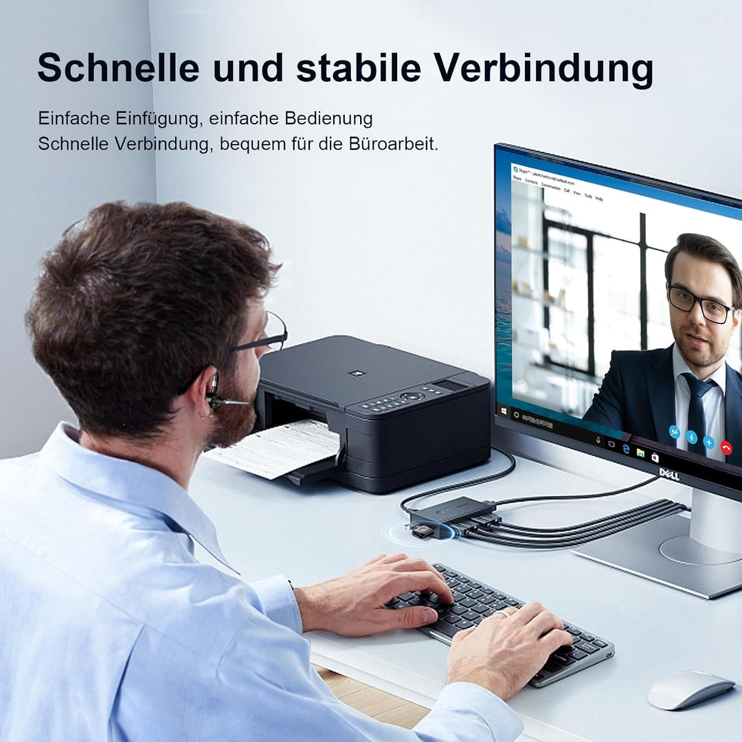 Headset mit Mikrofon USB Bluetooth 6.1 Freisprech Headset In Ear Kopfhörer | CVC8.0 Noise Cancelling
